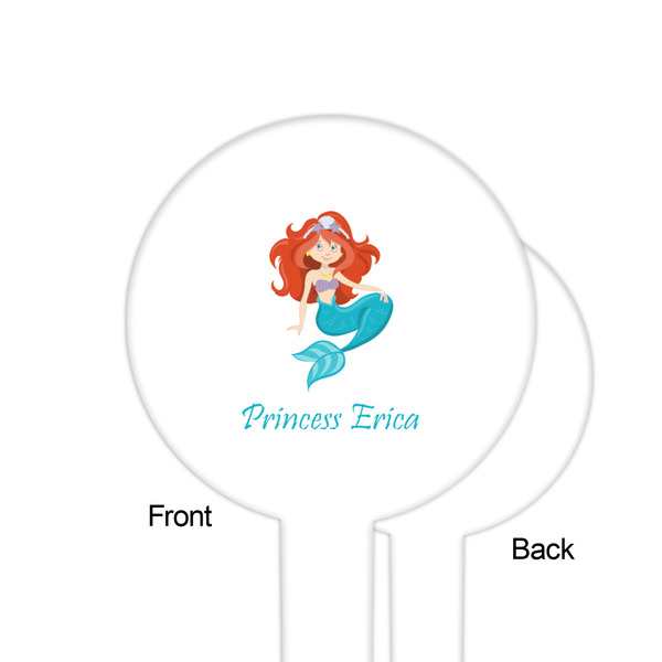 Mermaids White Plastic 6" Food Pick - Round - Single Sided - Front & Back
