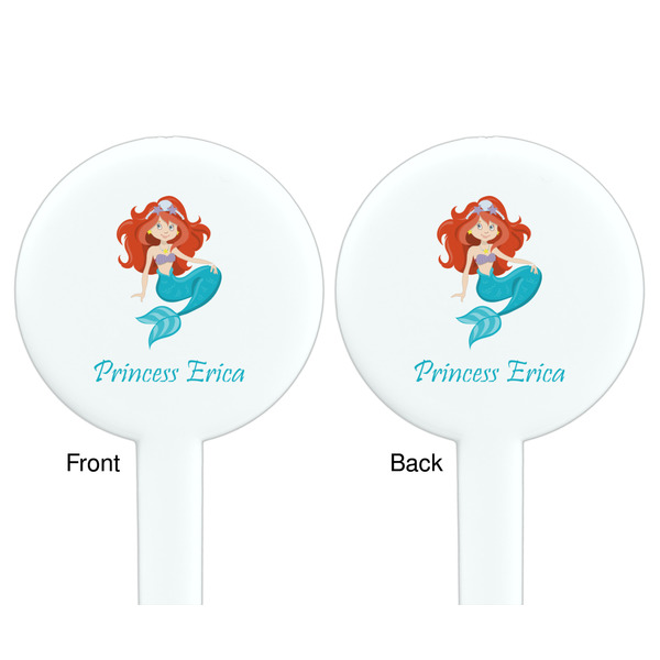 Mermaids White Plastic 7" Stir Stick - Double Sided - Round - Front & Back