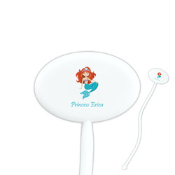 Mermaids 7" Oval Plastic Stir Sticks - White - Single Sided (Personalized)