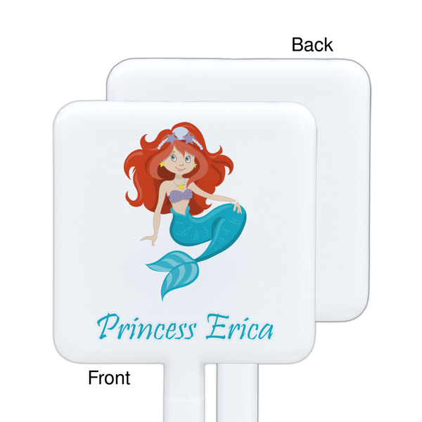 Mermaids White Plastic Stir Stick - Single Sided - Square - Approval
