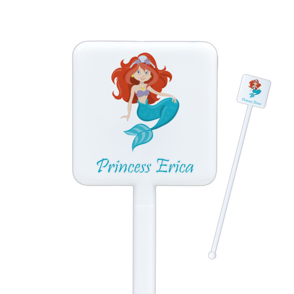 Custom Mermaids Square Plastic Stir Sticks - Double Sided (Personalized)
