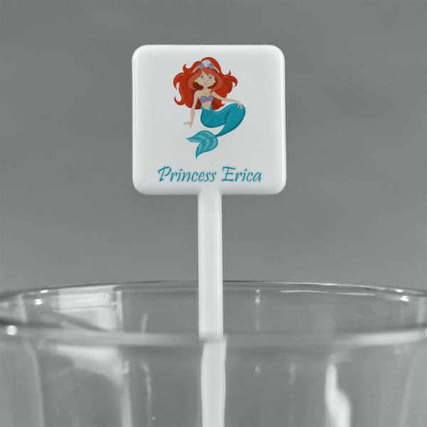 Mermaids White Plastic Stir Stick - Square - Main