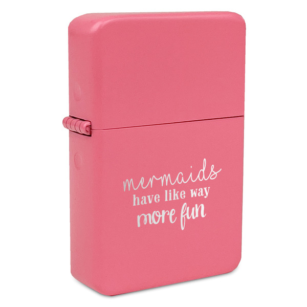 Custom Mermaids Windproof Lighter - Pink - Single Sided & Lid Engraved