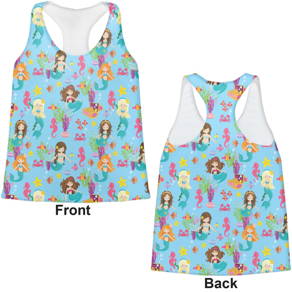 Mermaids Womens Racerback Tank Tops - Medium - Front and Back