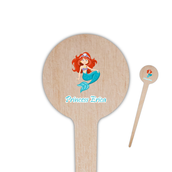 Custom Mermaids 4" Round Wooden Food Picks - Single Sided (Personalized)