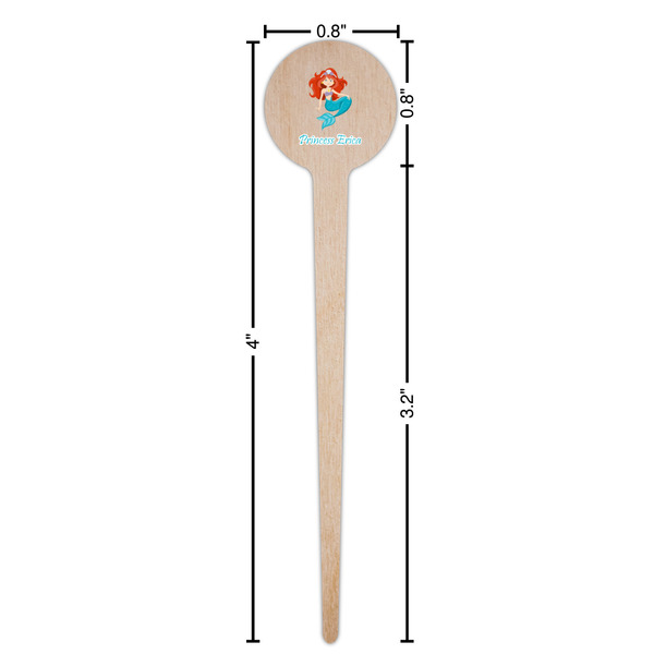 Mermaids Wooden 4" Food Pick - Round - Dimensions