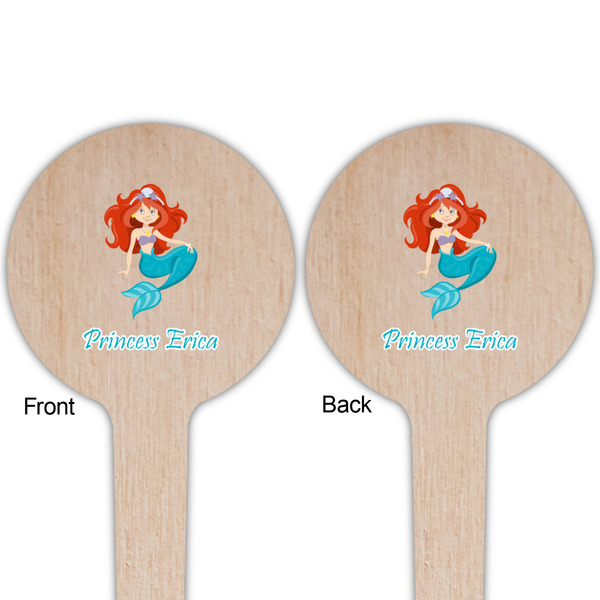 Mermaids Wooden 4" Food Pick - Round - Double Sided - Front & Back