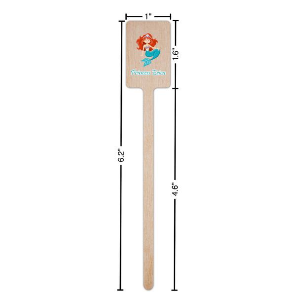 Mermaids Wooden 6.25" Stir Stick - Rectangular - Dimensions
