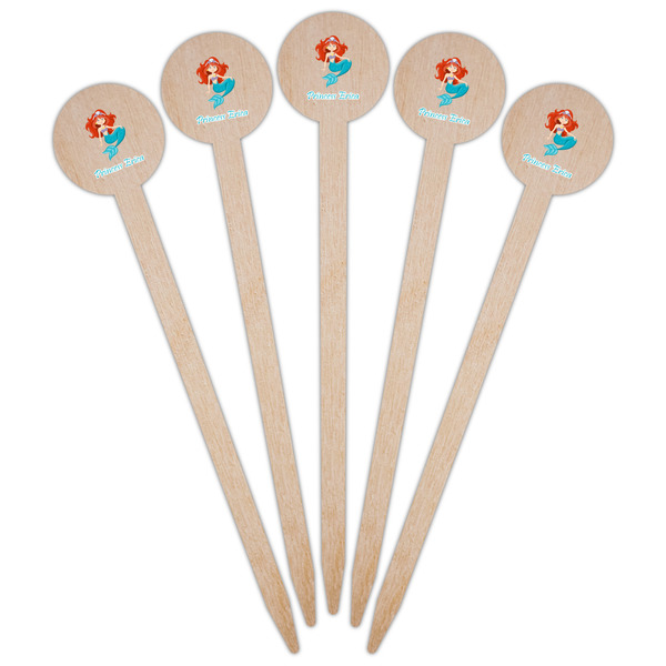 Mermaids Wooden 6" Food Pick - Round - Fan View