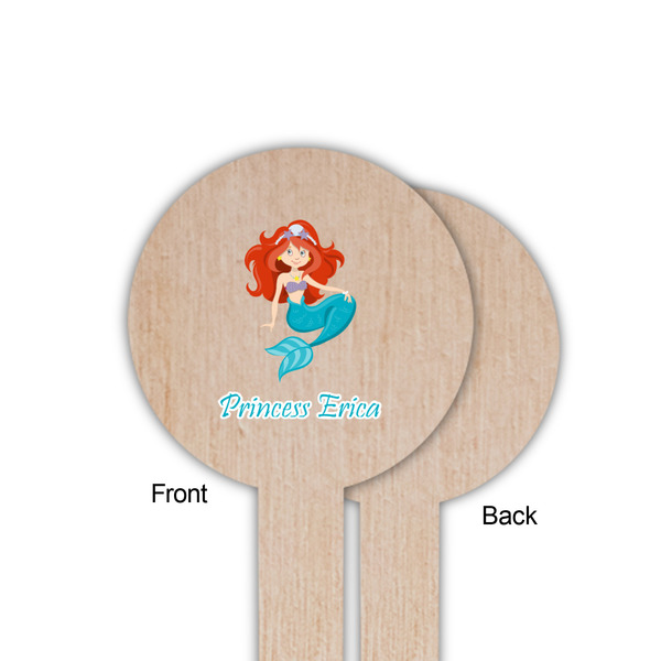 Mermaids Wooden 6" Food Pick - Round - Single Sided - Front & Back