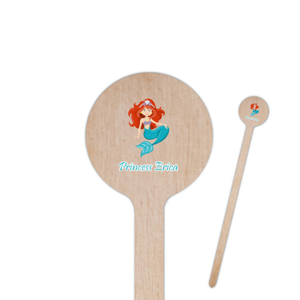 Custom Mermaids 6" Round Wooden Stir Sticks - Single Sided (Personalized)