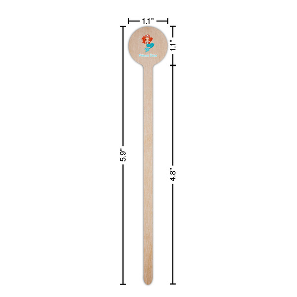Mermaids Wooden 6" Stir Stick - Round - Dimensions