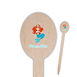 Mermaids Oval Wooden Food Picks - Single Sided (Personalized)