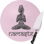 Lotus Pose Round Glass Cutting Board - Small (Personalized)