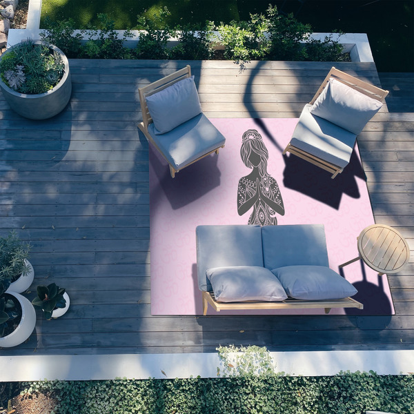 Lotus Pose 8'x10' Patio Rug - In context