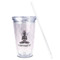 Lotus Pose Acrylic Tumbler - Full Print - Front straw out