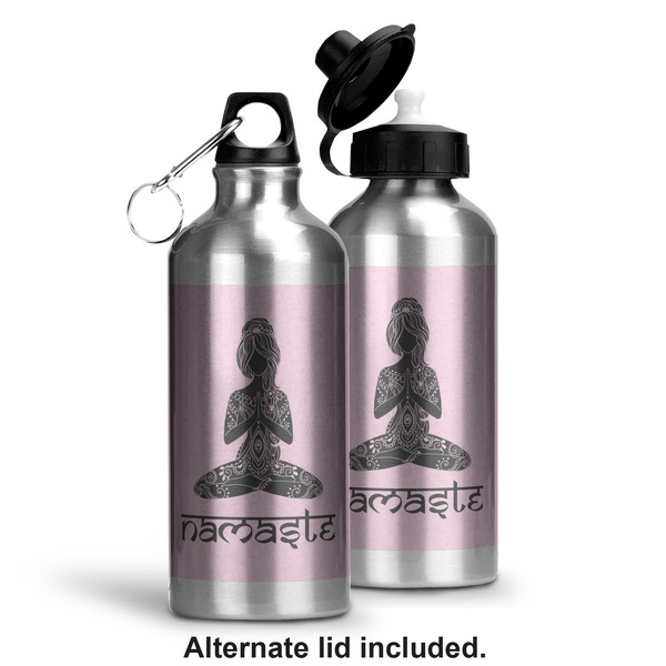 Lotus Pose Aluminum Water Bottle - Alternate lid options