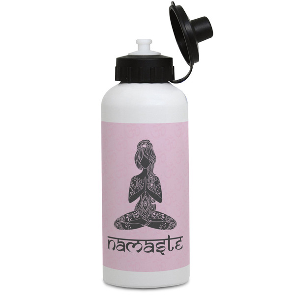 Custom Lotus Pose Water Bottles - Aluminum - 20 oz - White