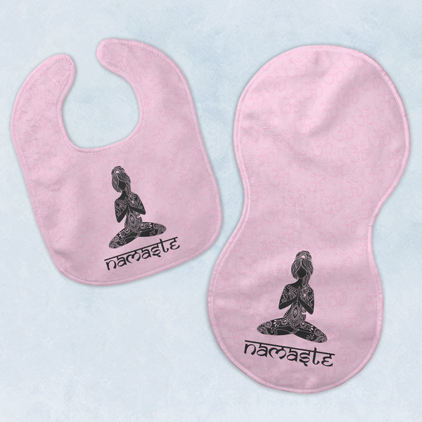 Custom Lotus Pose Baby Bib & Burp Set