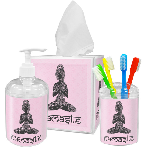 Lotus Pose Bathroom Accessories Set (Personalized)