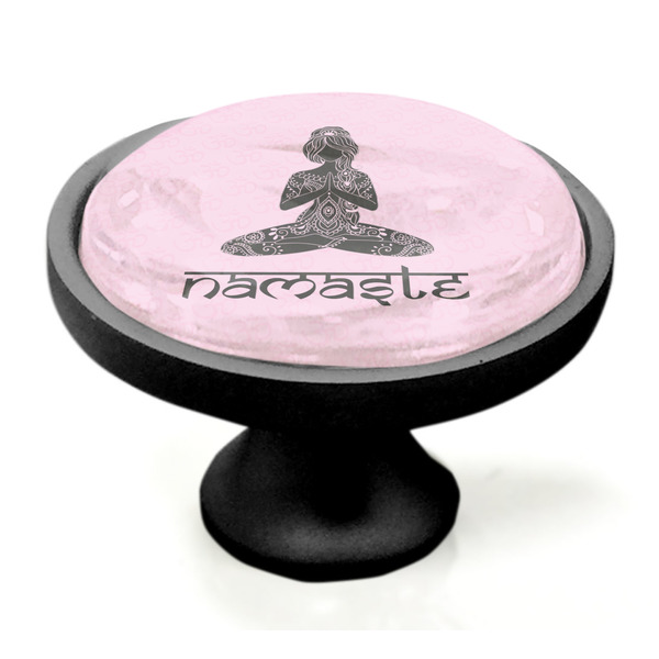 Lotus Pose Black Custom Cabinet Knob (Side)
