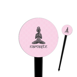 Lotus Pose 4" Round Plastic Food Picks - Black - Single Sided