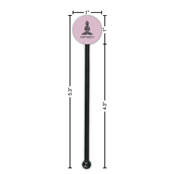 Lotus Pose Black Plastic 5.5" Stir Stick - Round - Dimensions