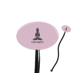 Lotus Pose 7" Oval Plastic Stir Sticks - Black - Single Sided
