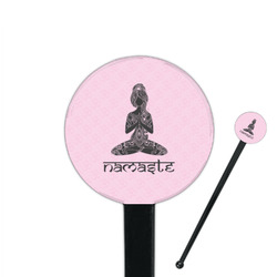 Lotus Pose 7" Round Plastic Stir Sticks - Black - Single Sided