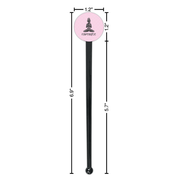 Lotus Pose Black Plastic 7" Stir Stick - Round - Dimensions