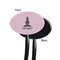 Lotus Pose Black Plastic 7" Stir Stick - Single Sided - Oval - Front & Back