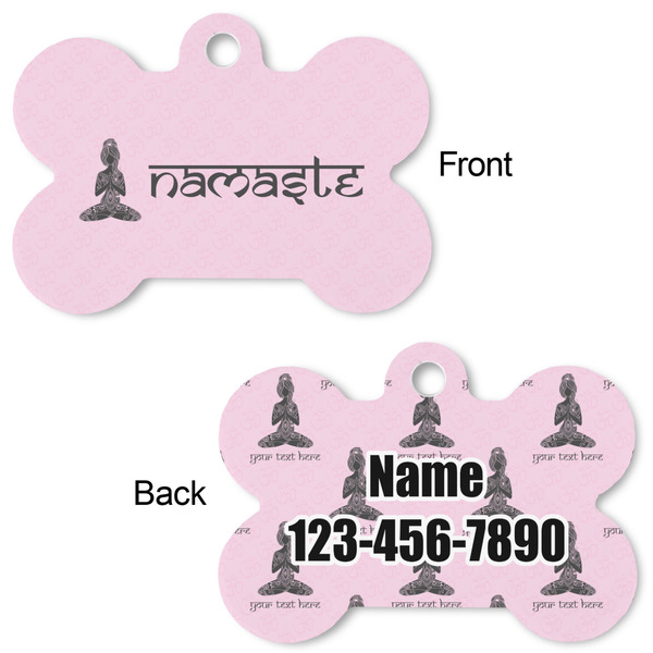 Lotus Pose Bone Shaped Dog ID Tag - Large - Approval