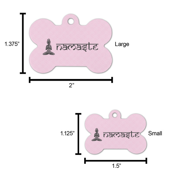 Lotus Pose Bone Shaped Dog ID Tag - Large - Scale