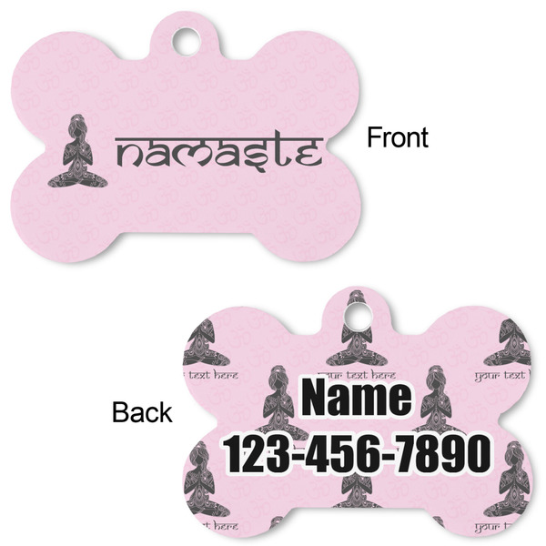 Lotus Pose Bone Shaped Dog Tag - Front & Back