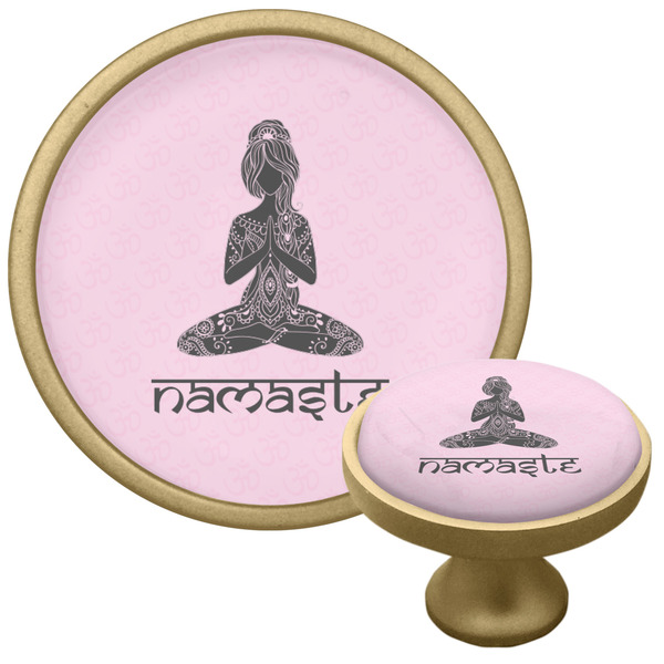 Lotus Pose Cabinet Knob - Gold - Multi Angle