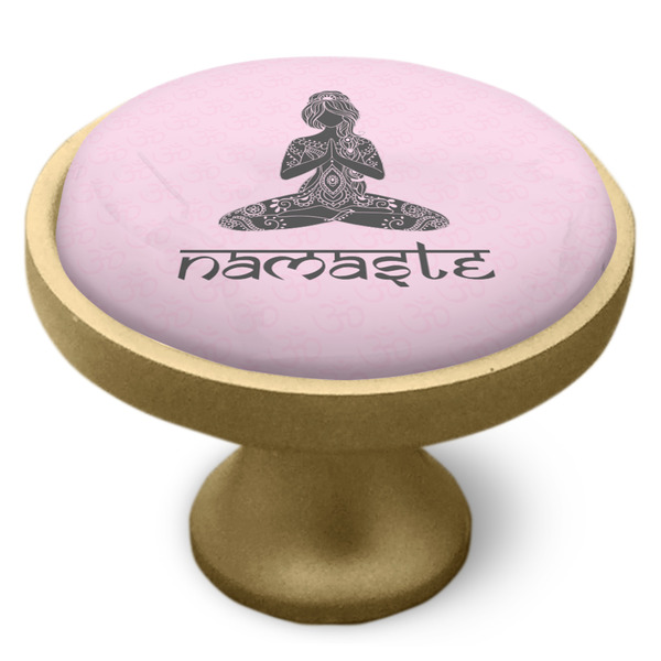 Lotus Pose Cabinet Knob - Gold - Side