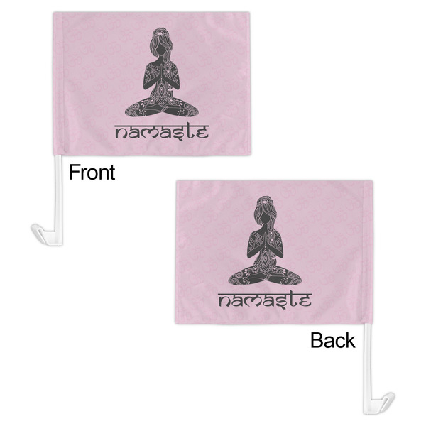 Lotus Pose Car Flag - 11" x 8" - Front & Back View