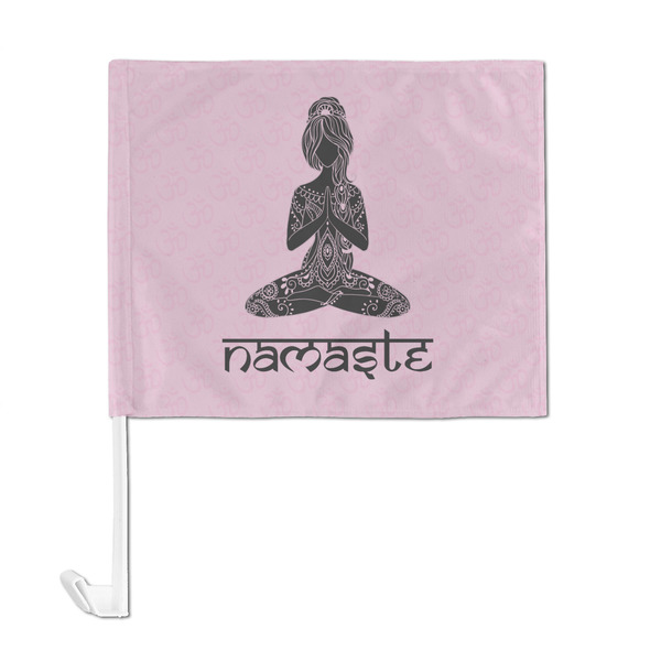 Lotus Pose Car Flag - Large - FRONT