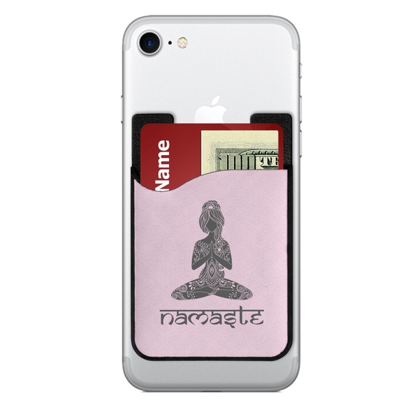 Custom Lotus Pose 2-in-1 Cell Phone Credit Card Holder & Screen Cleaner (Personalized)