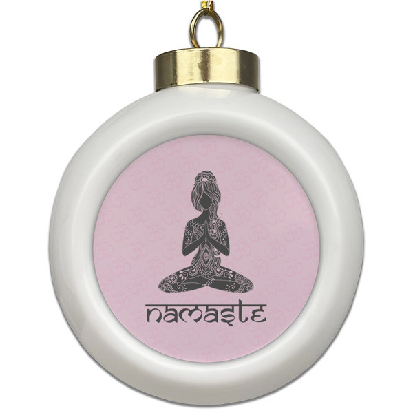 Custom Lotus Pose Ceramic Ball Ornament