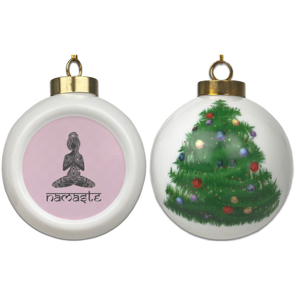 Lotus Pose Ceramic Christmas Ornament - X-Mas Tree (APPROVAL)