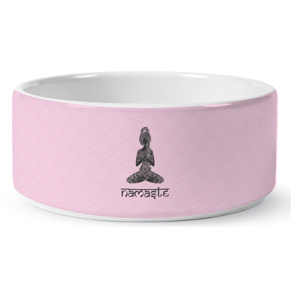 Lotus Pose Ceramic Dog Bowl - Medium - Front
