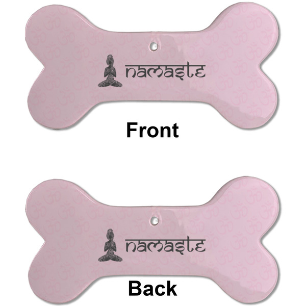 Lotus Pose Ceramic Flat Ornament - Bone Front & Back (APPROVAL)