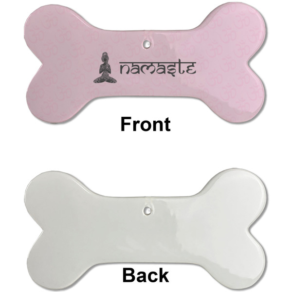 Lotus Pose Ceramic Flat Ornament - Bone Front & Back Single Print (APPROVAL)