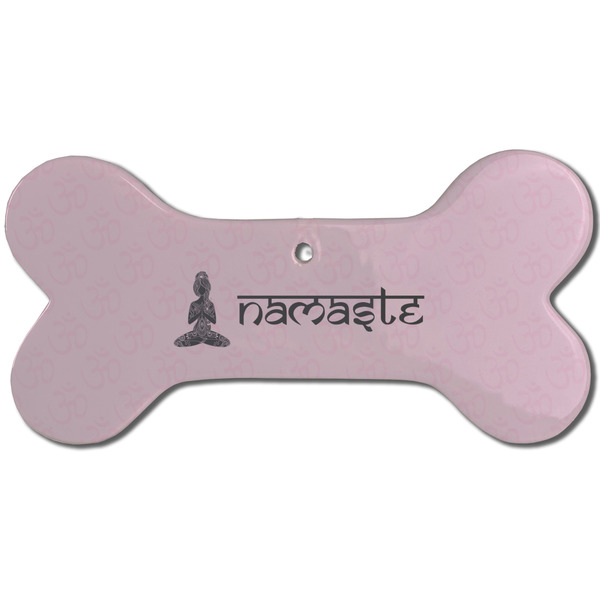 Lotus Pose Ceramic Flat Ornament - Bone Front