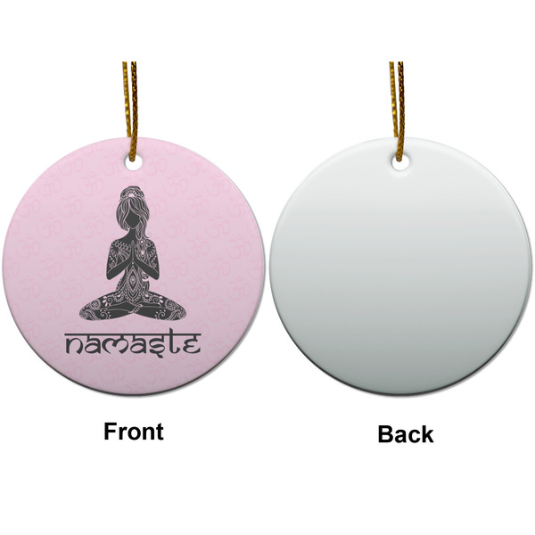 Lotus Pose Ceramic Flat Ornament - Circle Front & Back (APPROVAL)