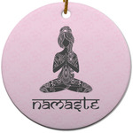 Lotus Pose Round Ceramic Ornament