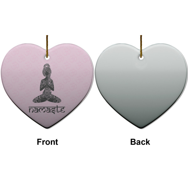 Lotus Pose Ceramic Flat Ornament - Heart Front & Back (APPROVAL)