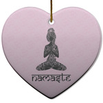 Lotus Pose Heart Ceramic Ornament