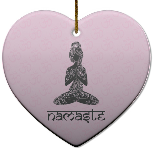 Lotus Pose Ceramic Flat Ornament - Heart (Front)